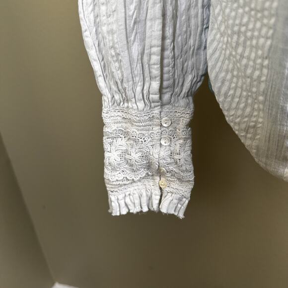 Love Sam Blouse Women M lace, pleats, puffed detailed sleeves Boho Peasant - Picture 8 of 16